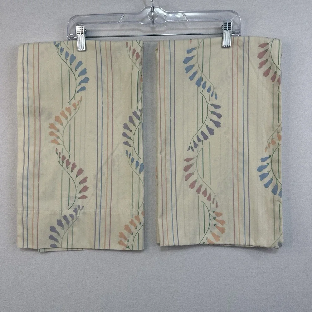 Vintage Dan River No Iron Percale‎ Queen Size Pillow Cases Set Of 2 Floral USA